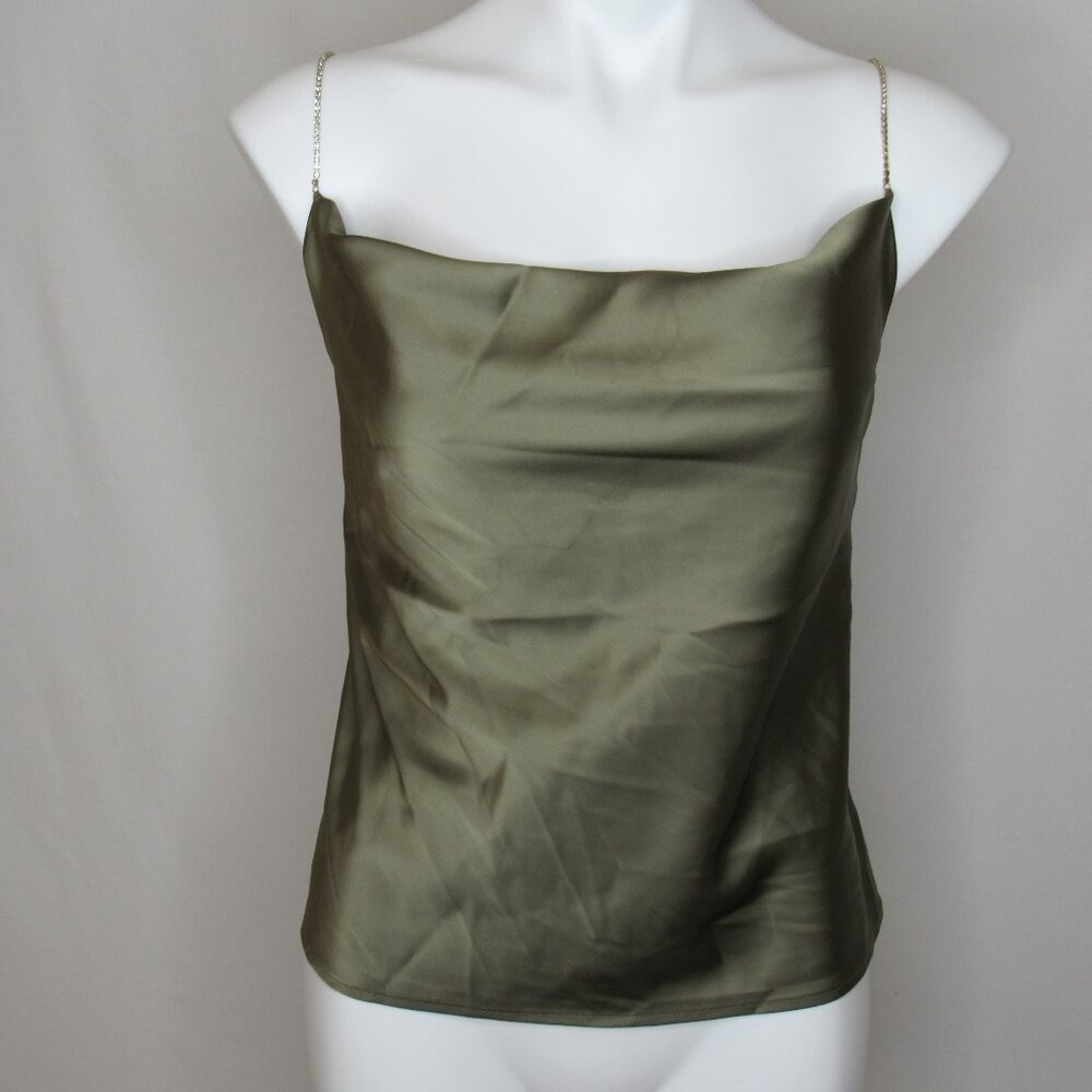 House of Harlow 1960 Green Cowl Neck Tank Rhinestone Strap New NWT M Medium